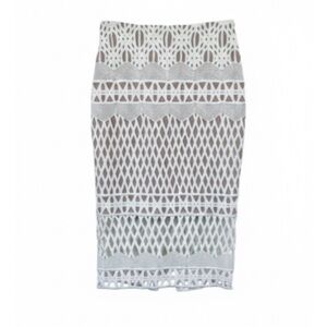Sheike White Crochet Knit MIDI Skirt With Tan Underlay AUS Size 8/US Size 4 EUC!